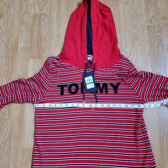 Tommy Hilfiger Striped Hoodie Dress in Red/Black - NEW - Picture 7 of 11